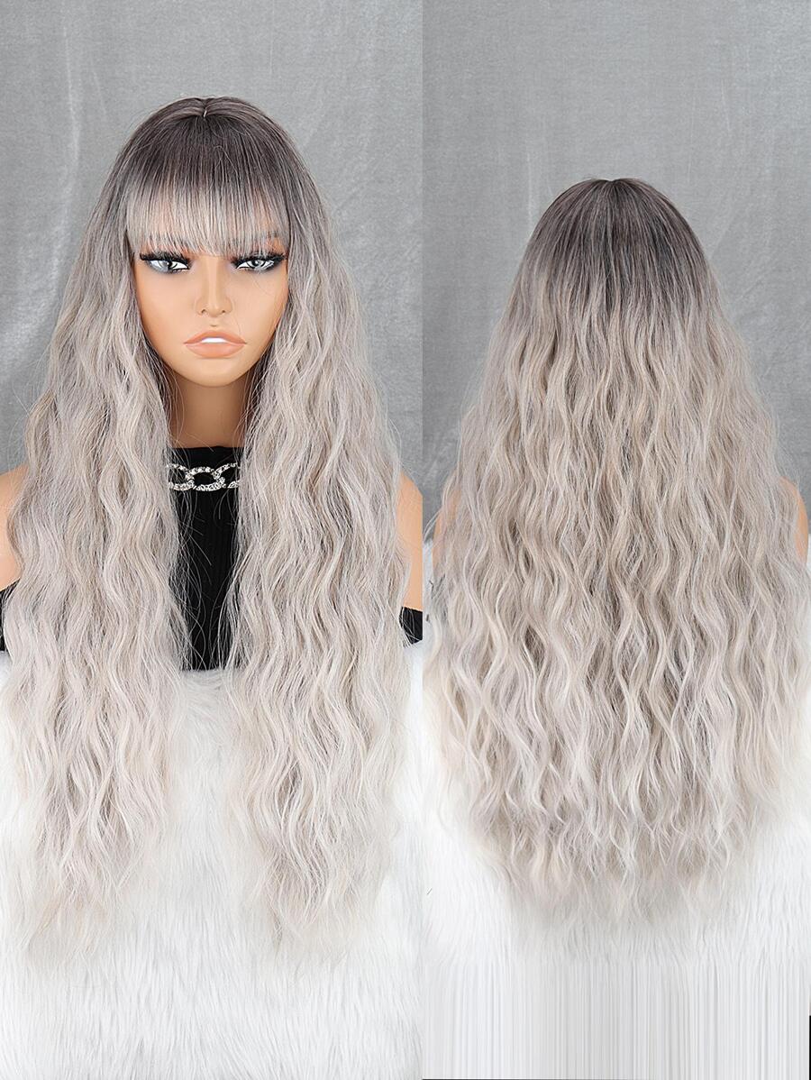 Long Body Wave Synthetic Wig With Bangs - Multicolor - View 1