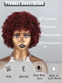 Tóc giả tổng hợp xoăn ngắn Afro có tóc mái - Nhiều màu - Xem 4