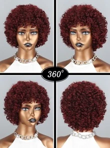 Tóc giả tổng hợp xoăn ngắn Afro có tóc mái - Nhiều màu - Xem 3