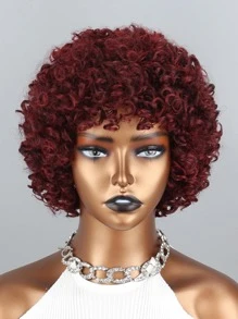 Tóc giả tổng hợp xoăn ngắn Afro có tóc mái - Nhiều màu - Xem 6