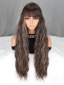 Long Body Wave Synthetic Wig With Bangs - Multicolor - View 6