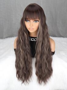 Long Body Wave Synthetic Wig With Bangs - Multicolor - View 7