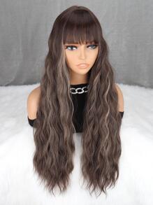 Long Body Wave Synthetic Wig With Bangs - Multicolor - View 9