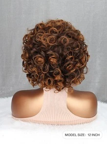 短圓蓬式髮型卷人造假髮帶劉海 - 彩色 - 查看 5