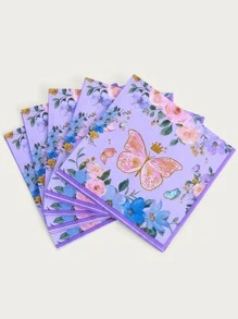 25 pieces/set butterfly napkins 13*13 inches 2-layer disposable napkins, purple flower butterfly party paper guest disposable colorful garden spring and summer flowers and butterfly hand towels wedding birthday holiday decoration party supplies party napkins