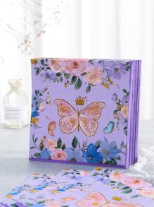 25 pieces/set butterfly napkins 13*13 inches 2-layer disposable napkins, purple flower butterfly party paper guest disposable colorful garden spring and summer flowers and butterfly hand towels wedding birthday holiday decoration party supplies party napkins