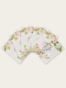 25pcs/Set Elephant Flower Disposable Napkins, 13*13 Inches 2 Layers, Elephant Baby Shower Party Napkins Baby Gender Reveal Party Paper Plates For Baby Birthday Bridal Shower Baby Shower Red Floral Tableware Decoration - Multicolor - View 4