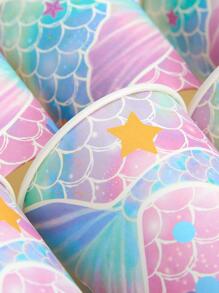 10/25 件大号鱼尾印花一次性纸杯，圣诞节 - 彩色 - 查看 4