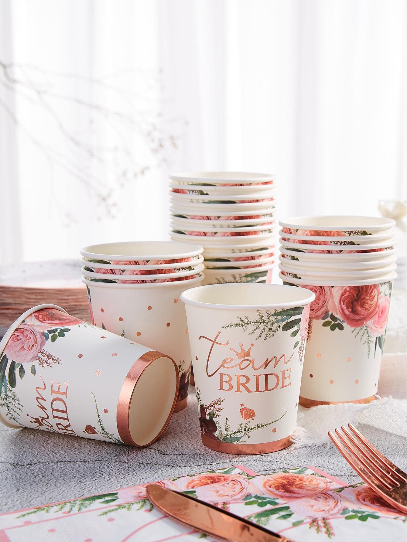 10/25入組紙杯 - 新娘浴之玫瑰金 - 彩色 - 查看 1