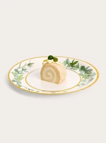 10pairs/set Paper Disposable Plate, Modernist Green leaf Pattern Disposable Dinner Plate For Household - Multicolor - View 2