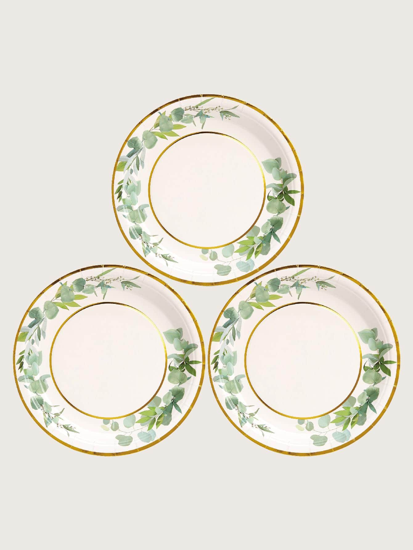 10pairs/set Paper Disposable Plate, Modernist Green leaf Pattern Disposable Dinner Plate For Household - Multicolor - View 1
