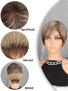 Peluca sintética corto recto con tupe - Multicolor - Ver 4