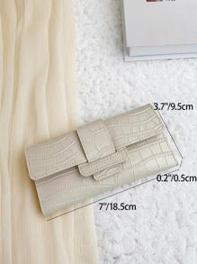 Cartera moderna para mujer de gran capacidad, con diseño de tipo billetera, cierre de cremallera, compartimentos para tarjetas de crédito y efectivo, acabado de textura de cocodrilo, ideal para uso diario, trabajo, escuela, viajes, o como regalo en ocasiones especiales como el Día de los Enamorados, Día de la Mujer, Día del Maestro, etc. - Beis - Ver 4