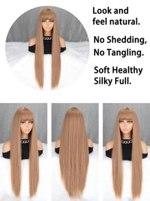 Peluca sintética extra larga recto con tupe - Marrón - Ver 3