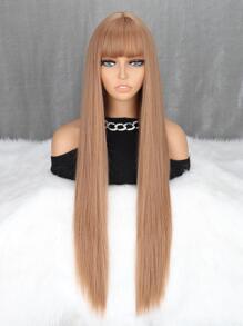 Peluca sintética extra larga recto con tupe - Marrón - Ver 6