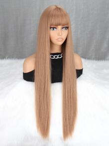 Peluca sintética extra larga recto con tupe - Marrón - Ver 7