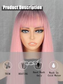 Peluca sintética extra larga recto con tupe - Multicolor - Ver 2