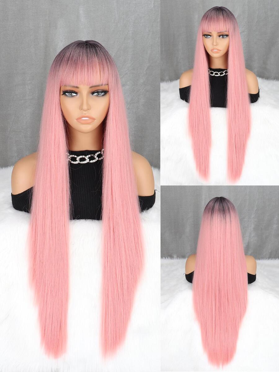 Peluca sintética extra larga recto con tupe - Multicolor - Ver 1