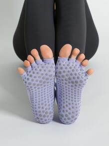 脚趾和脚背露出 5 指低帮防滑舒适瑜伽袜，室内运动防护袜 - 淡紫色 - 查看 5