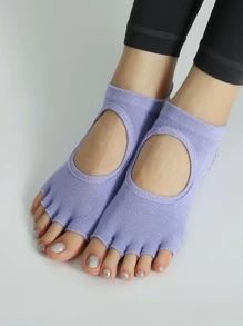 脚趾和脚背露出 5 指低帮防滑舒适瑜伽袜，室内运动防护袜 - 淡紫色 - 查看 6
