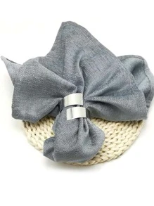 2pcs Simple Napkin Ring, Silver Stainless Steel Napkin Buckle For Dining Table - Silver - View 5