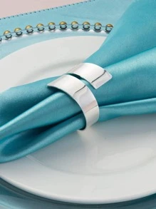 2pcs Simple Napkin Ring, Silver Stainless Steel Napkin Buckle For Dining Table - Silver - View 2