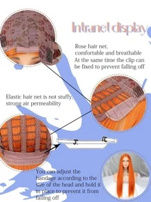 Long Straight Synthetic Wig - Orange - View 3
