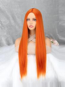 Long Straight Synthetic Wig - Orange - View 7