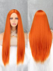 Long Straight Synthetic Wig - Orange - View 1