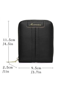 Monrenton New Short Style Women's Zipper Card Wallet, Student Coin Purse - Black - View 4