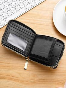 Monrenton New Short Style Women's Zipper Card Wallet, Student Coin Purse - Black - View 2