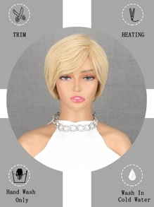 Peluca sintética corto recto con tupe - Dorado - Ver 2