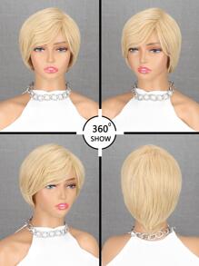 Peluca sintética corto recto con tupe - Dorado - Ver 3