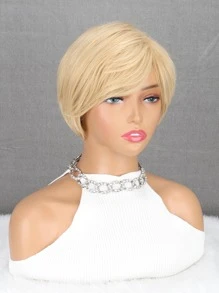 Peluca sintética corto recto con tupe - Dorado - Ver 7