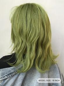 7JHH WIGS 女士中长卷发绿色假发齐肩波浪假发，齐刘海，合成蓬松自然发质假发，适合女孩圣诞节角色扮演派对圣帕特里克节使用 14 英寸/43 厘米 - 綠色 - 查看 3