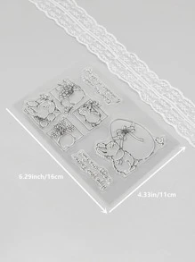 1 pieza Sello Pascua de Resurrección con estampado de slogan y dibujos animados simple multipropósito para DIY - transparente - Ver 2