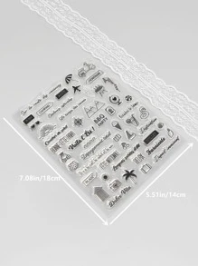 1入組枚混合圖案矩形印章用於DIY工藝簡單多用途印章