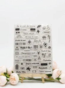 1入組枚混合圖案矩形印章用於DIY工藝簡單多用途印章