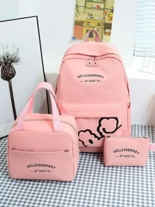 3入組套新款時尚多功能三件套組合包中性書包休閒背包書包套裝適合研究生、青少年女孩、新生、大二、初中和高中學生、大學和高中，非常適合戶外、旅行和返回學校