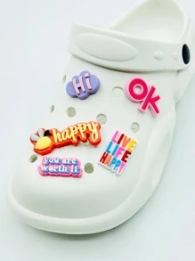 5入組字母設計鞋合成樹脂可愛配件適用於洞洞鞋 - 粉色 - 查看 1