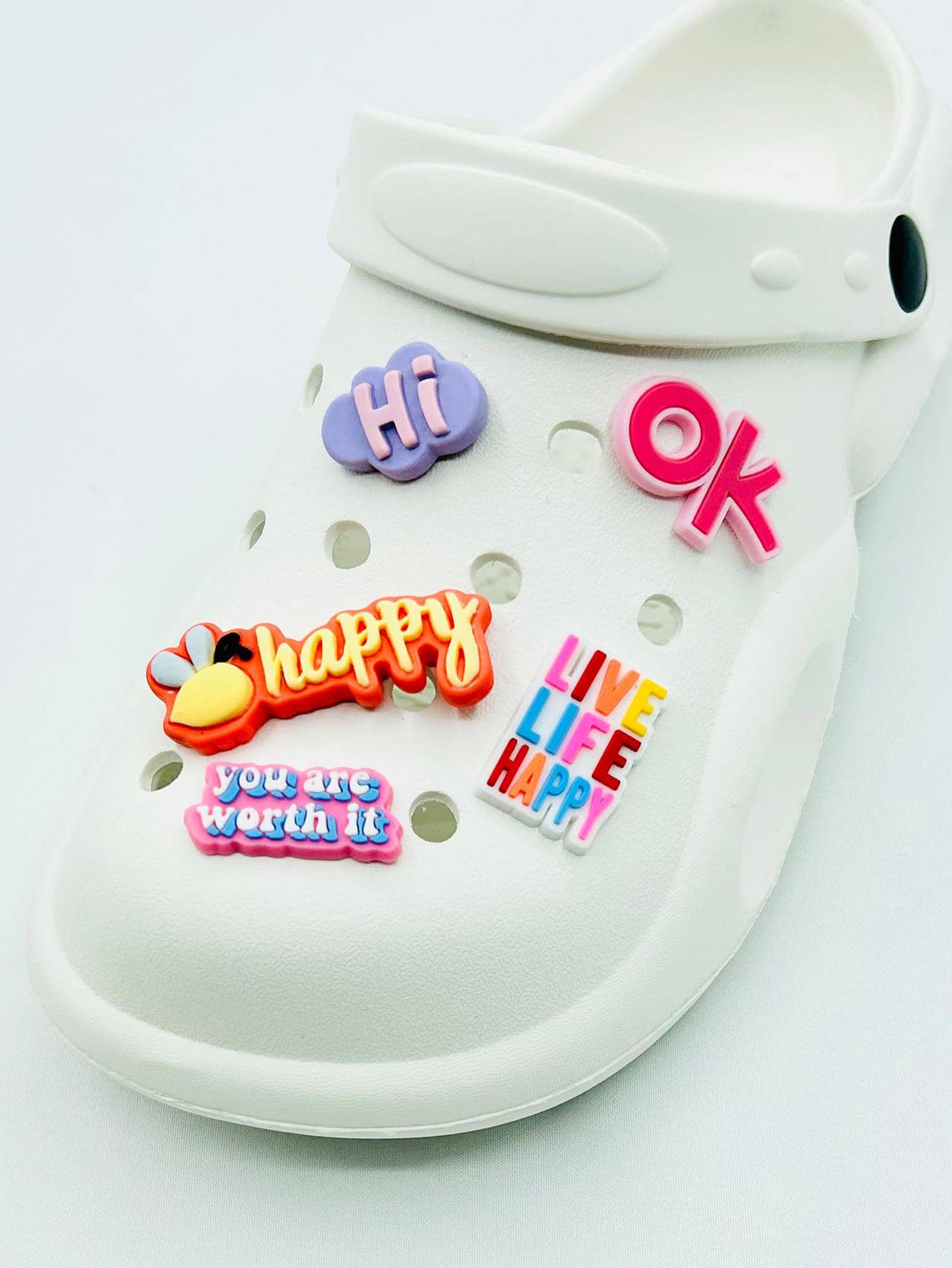 5入組字母設計鞋合成樹脂可愛配件適用於洞洞鞋 - 粉色 - 查看 1