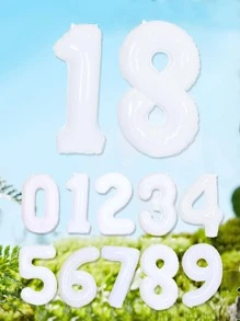 1pc 40 Inch PE Balloon, Number Design Party Celebration Decoration Balloon For Birthday - White - View 1