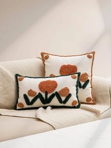 1 Hoa Thiết Kế Trang Trí Vỏ Gối, Vải Bố Hiện Đại Đệm Cho Phòng Khách, Trang Trí Nhà Cửa - trắng - Xem 5