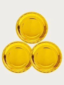 10入組金色一次性盤子婚禮用圓形紙質一次性盤子 - 彩色 - 查看 6