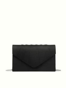 Elegant And Fashionable Gift Velvet Pleated Clutch Bag For Prom, Evening Party And Wedding - Black - View 2