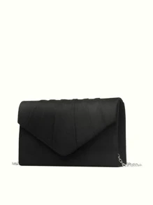 Elegant And Fashionable Gift Velvet Pleated Clutch Bag For Prom, Evening Party And Wedding - Black - View 3