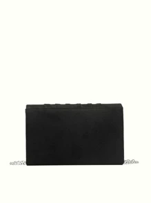 Elegant And Fashionable Gift Velvet Pleated Clutch Bag For Prom, Evening Party And Wedding - Black - View 4