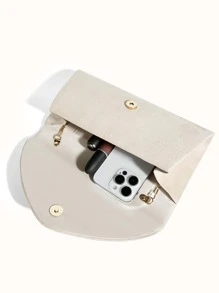 Minimalist Flap Square Bag Chain - Apricot - View 8