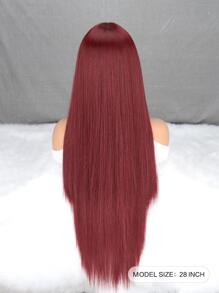 Peluca sintética largo recto con tupe - Burdeos - Ver 10