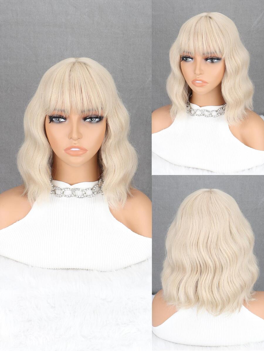 Peluca sintética corto rizado con tupe - Dorado - Ver 1